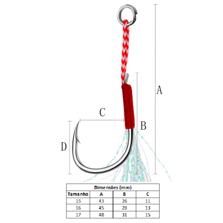 Assist Hook Simples Tamanho 15 c/10 Assist Hook Simples Tamanho 15 c/10