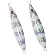 Jumping Jig Sarda 60g Prata Holografa e Branco - Glow